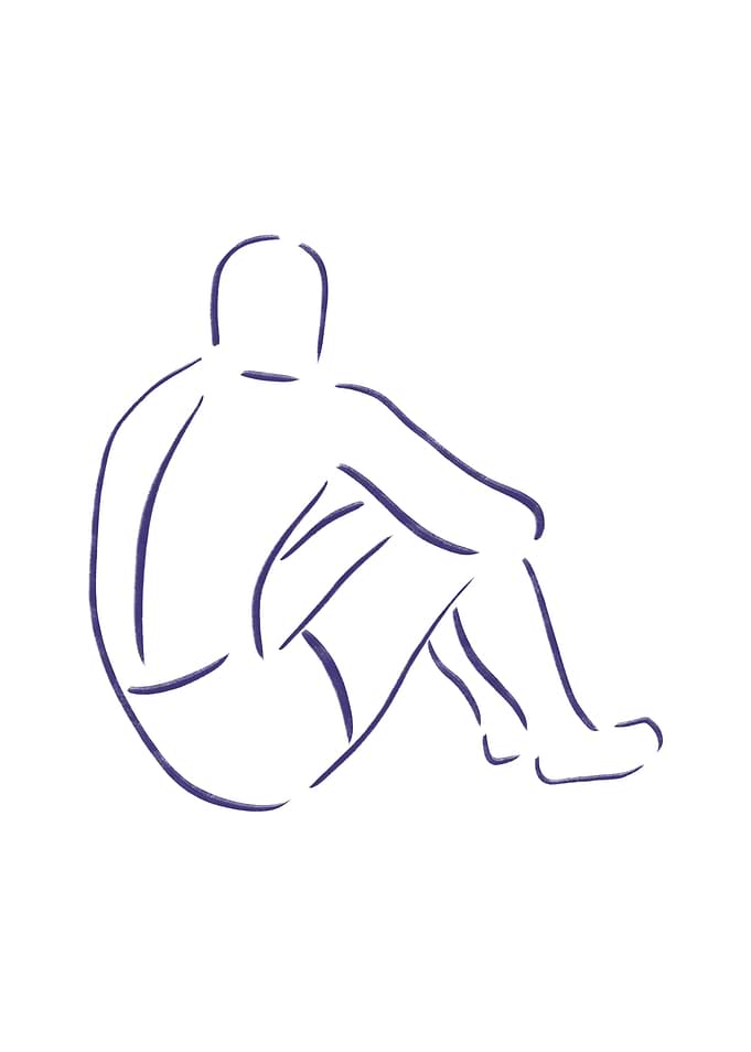 Person sitting, minimalist line art