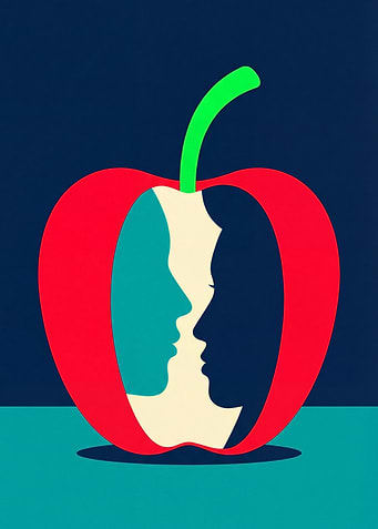 Apple Silhouette with Faces