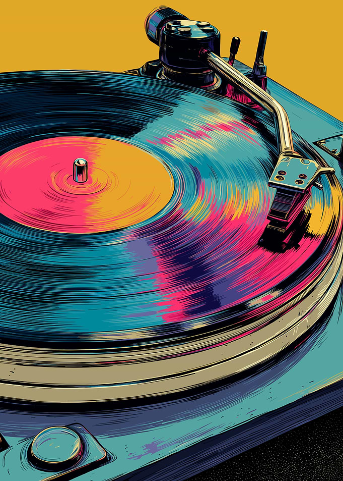 Turntable with Vinyl Record