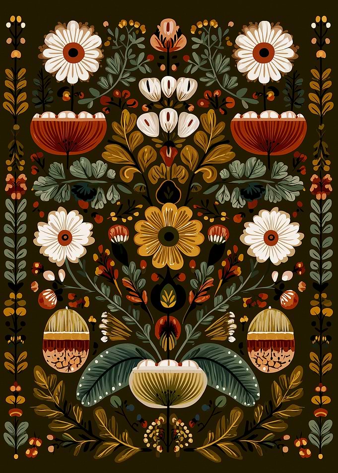 Folk Art Floral Illustration