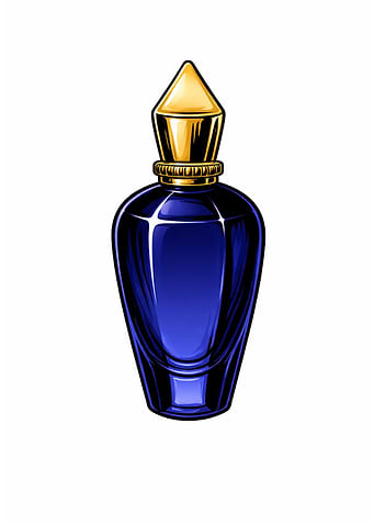 Elegant Blue Designer Fragrance Flacon with Gold Cap