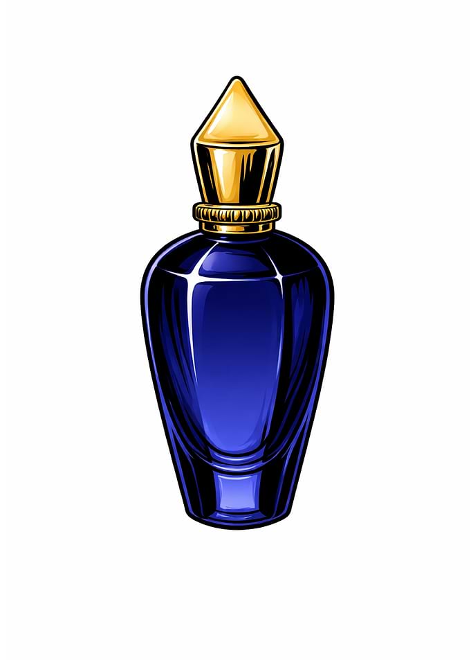 Elegant Blue Designer Fragrance Flacon with Gold Cap