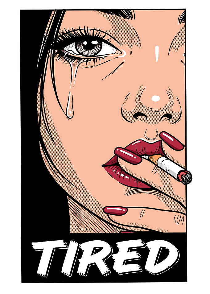 Crying Woman Smoking Cigarette