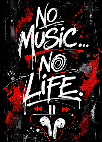 No Music No Life Text Art