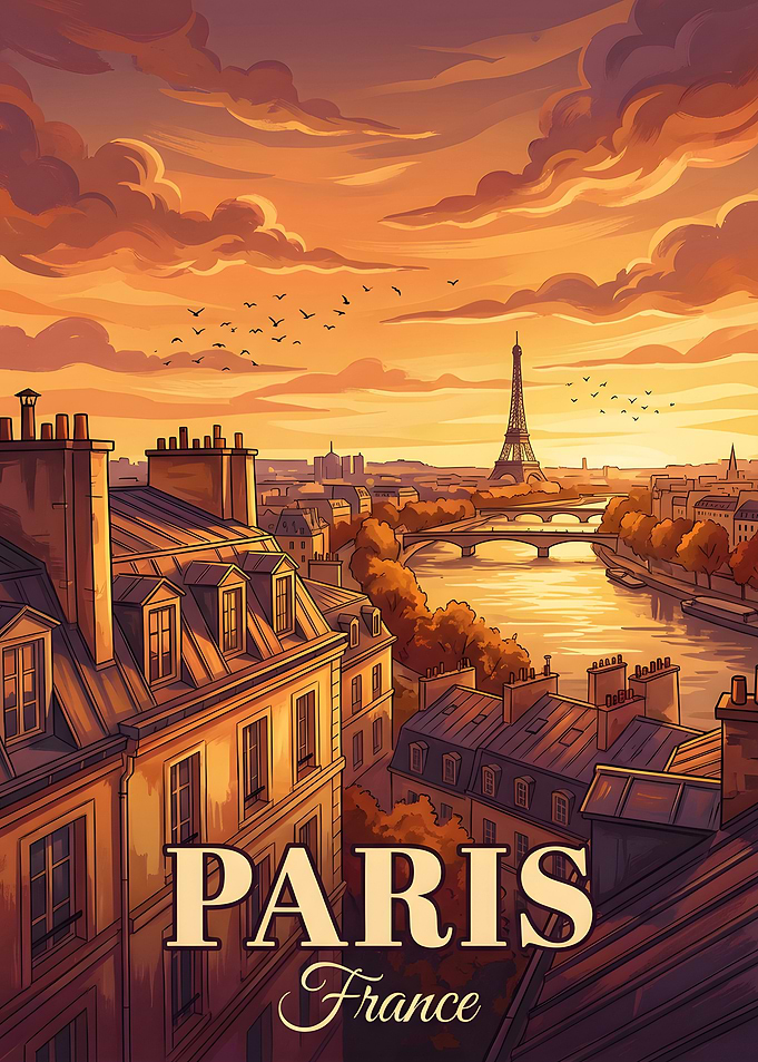 Paris Skyline at Sunset