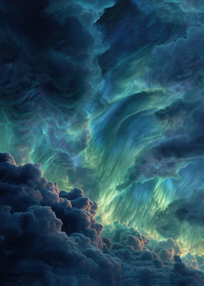 Cosmic Nebula with Aurora