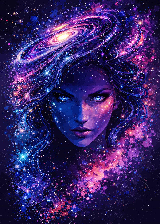 Cosmic Woman Galaxy Portrait
