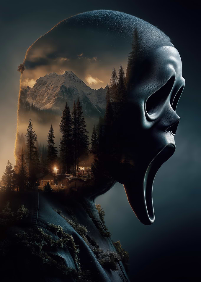 Ghostface Mountain Landscape Double Exposure