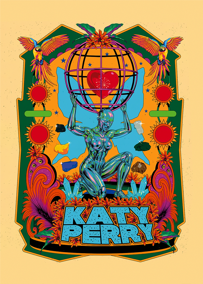 Katy Perry Robot Globe Heart Art