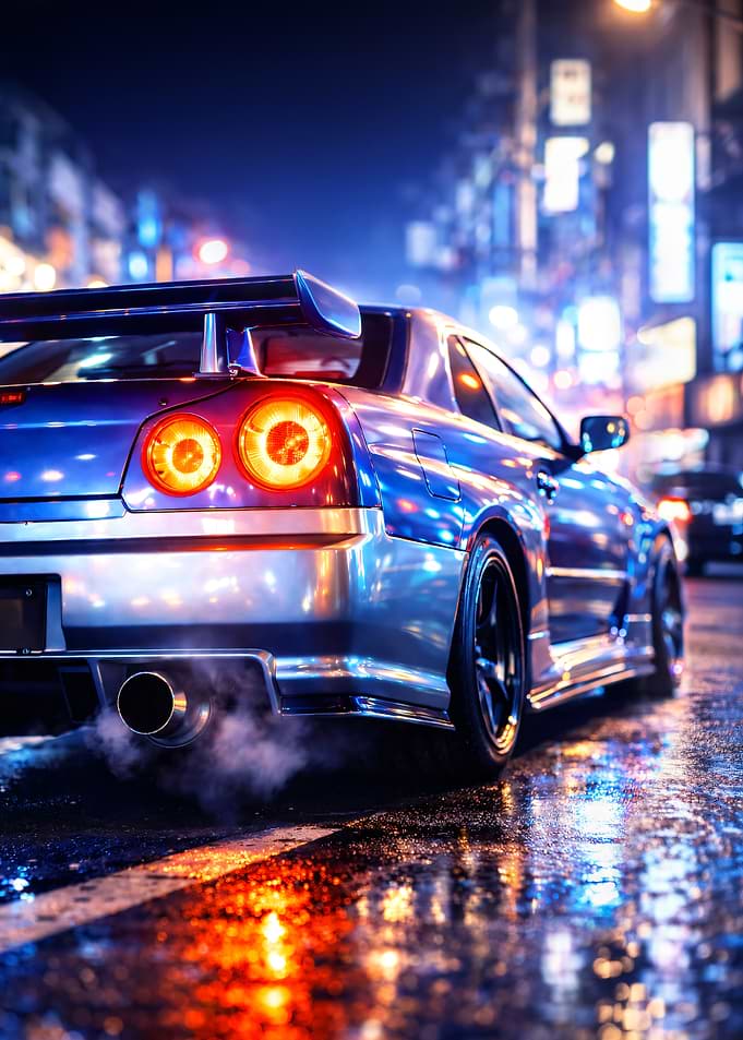 Nissan Skyline GT-R R34 at Night