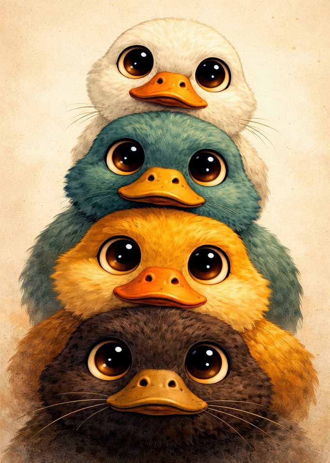 Stack of Cute Ducklings
