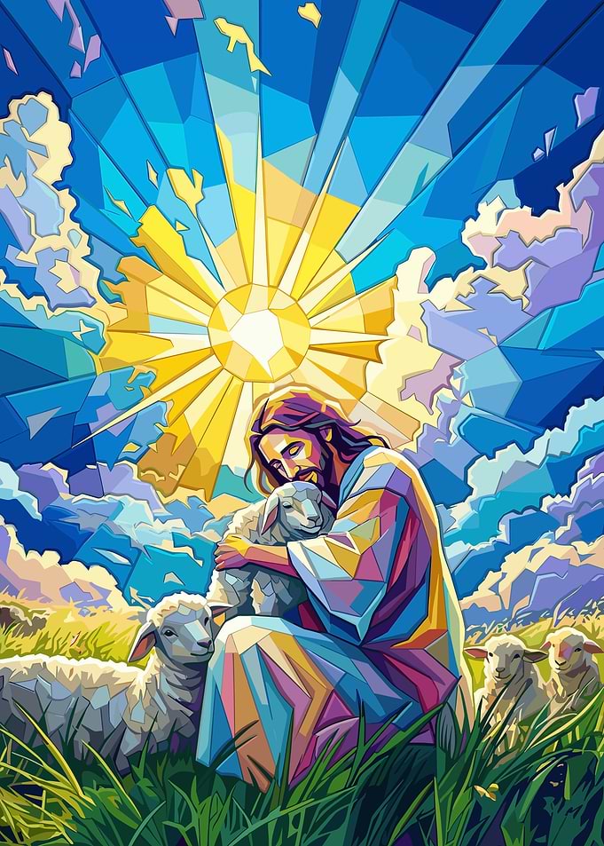 Jesus Embracing a Lamb