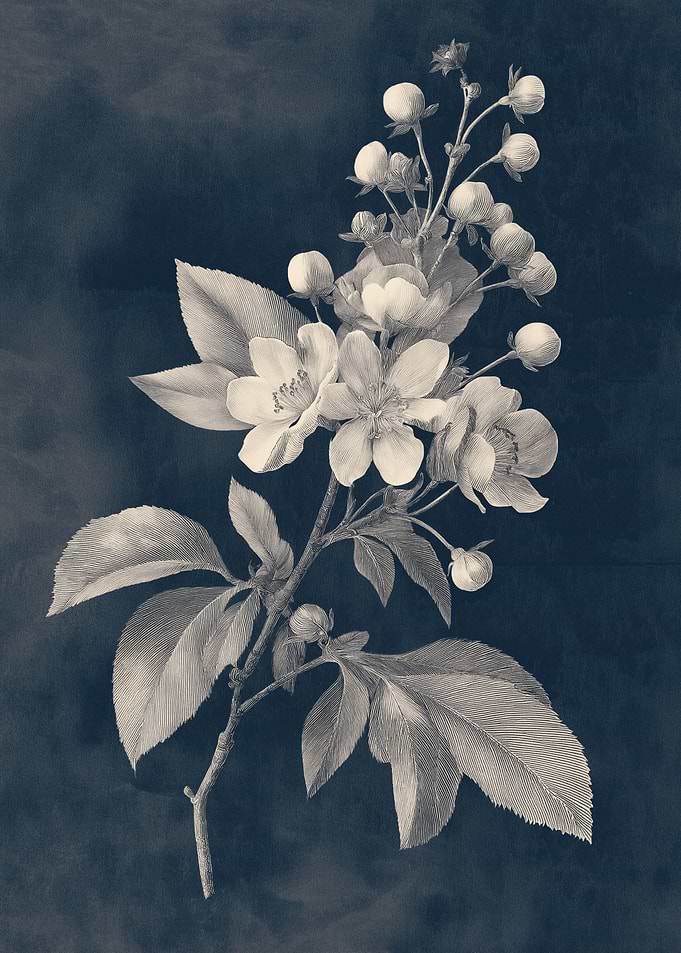 Vintage Floral Branch Illustration