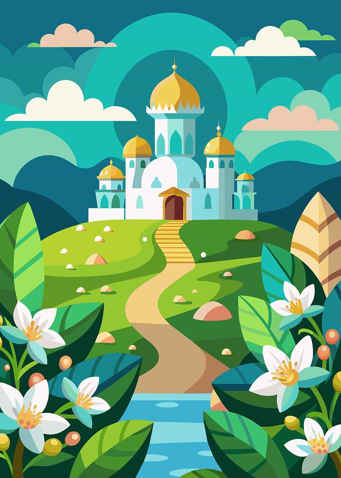 Pixel Art Castle Landscape