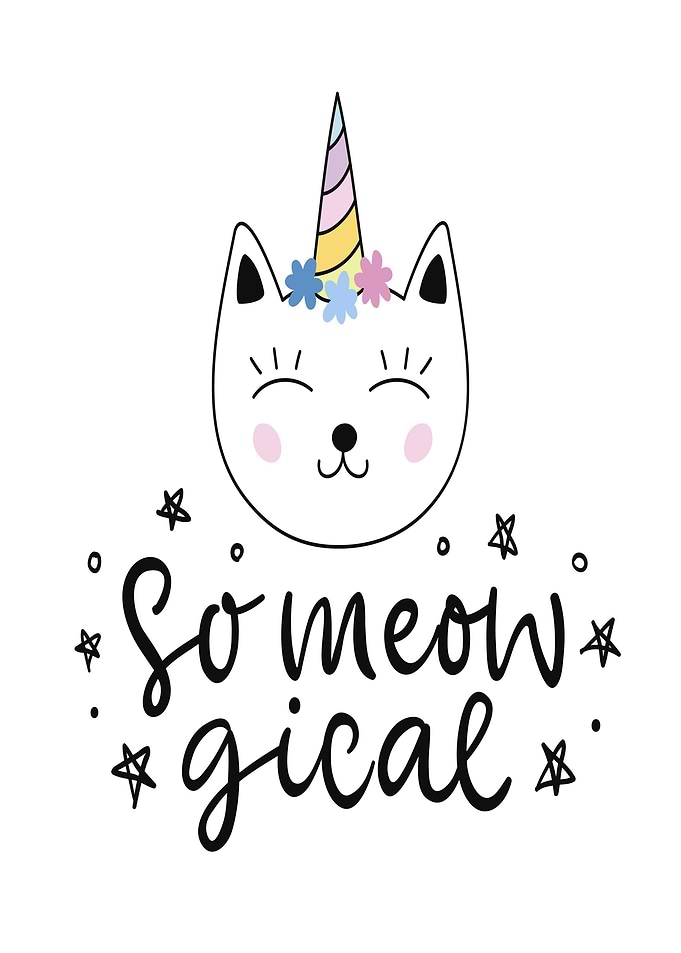 Cute Cat Unicorn With Text