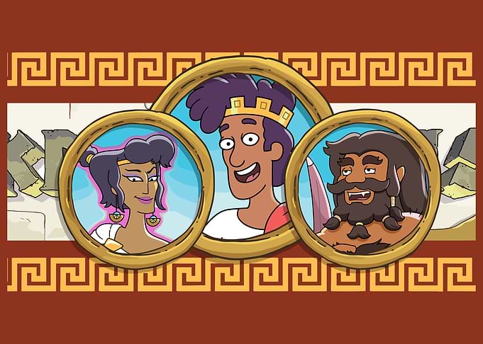 Ancient Greek Characters in Circular Frames