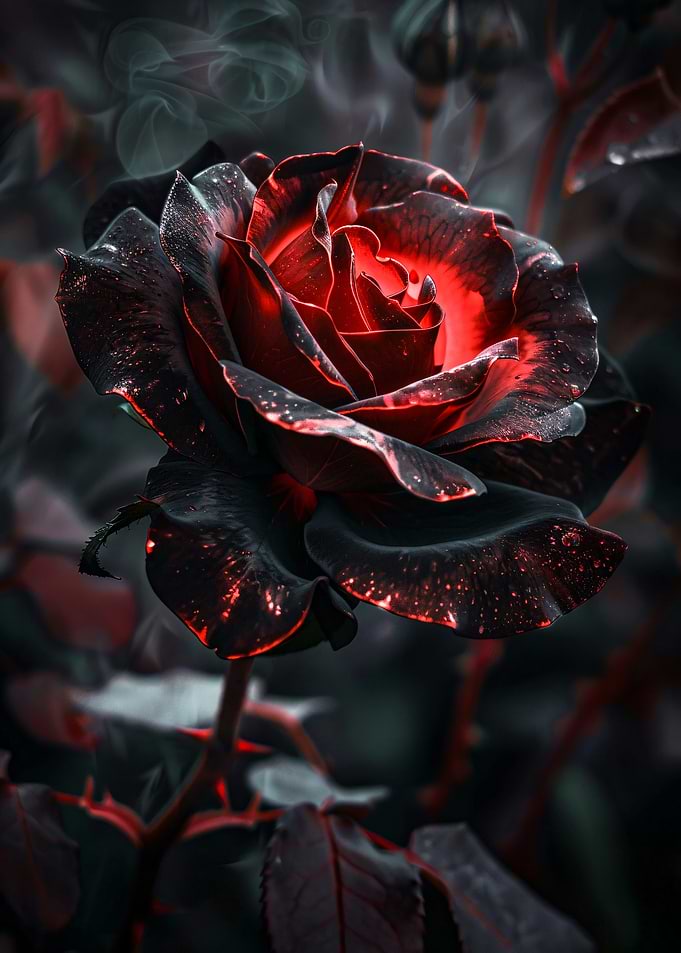 Dark Red Rose with Smoke