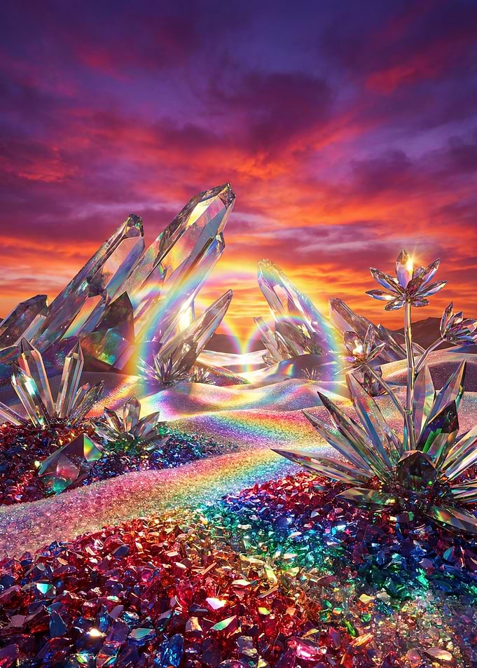 Epic Gemstone Desert at Sunset