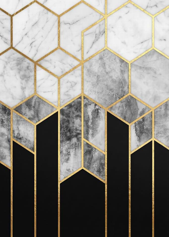 Geometric Marble and Gold Pattern