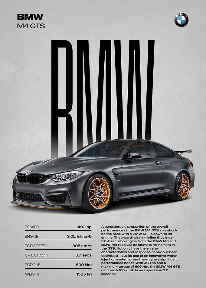 BMW M4 GTS Car Poster