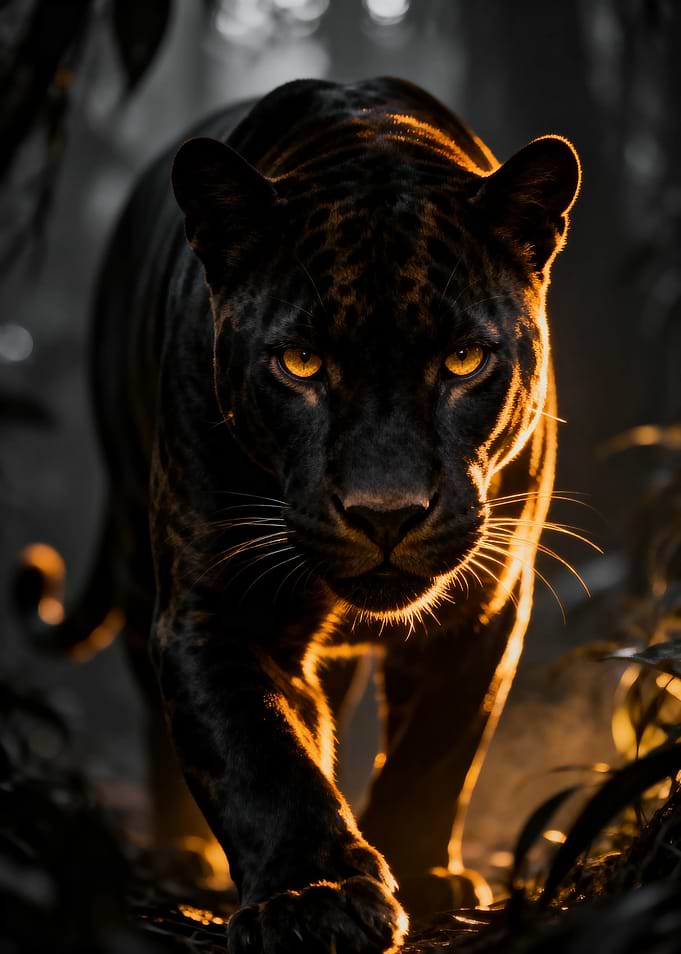 Black Panther in Golden Light
