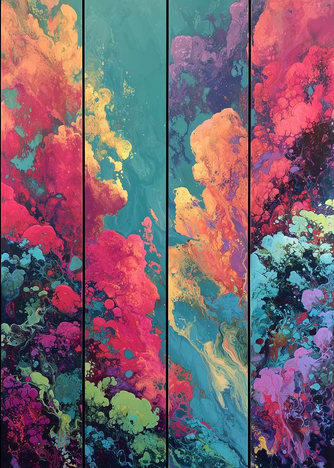 Vibrant Abstract Fluid Art Panels