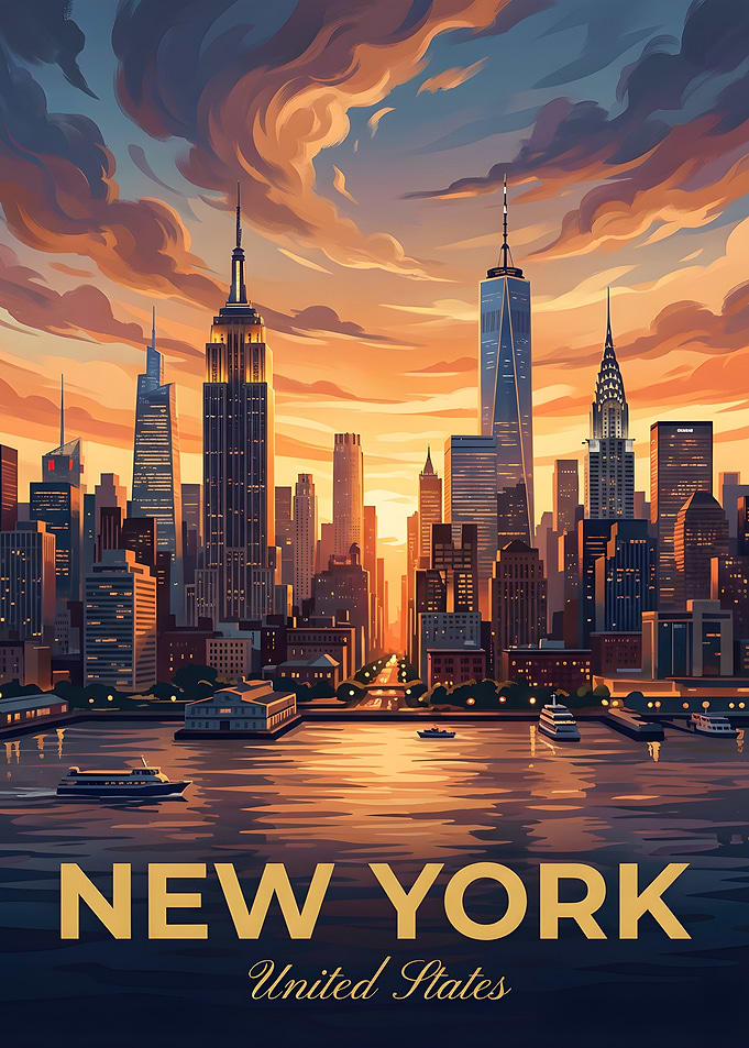 New York City Skyline at Sunset