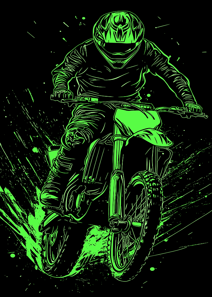 Motocross Rider in Neon Green