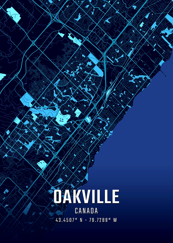 Oakville Canada Midnight City Map