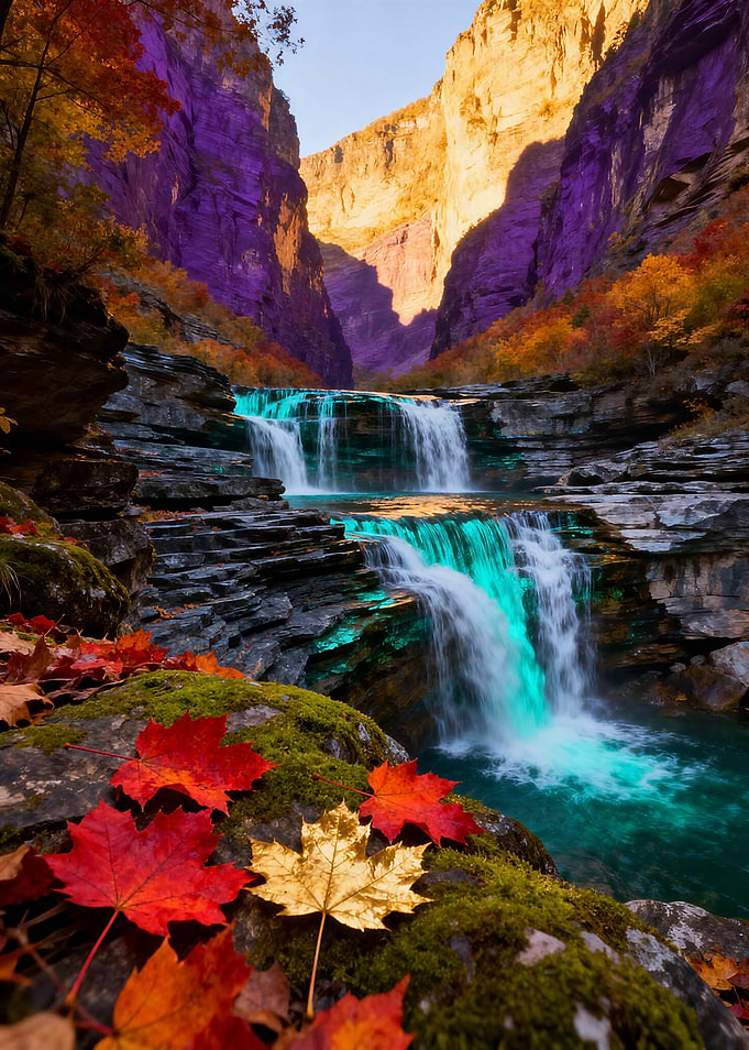 Fantasy Turquoise Waterfall Canyon