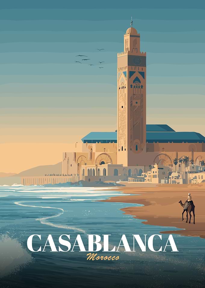 Casablanca Morocco Travel Poster