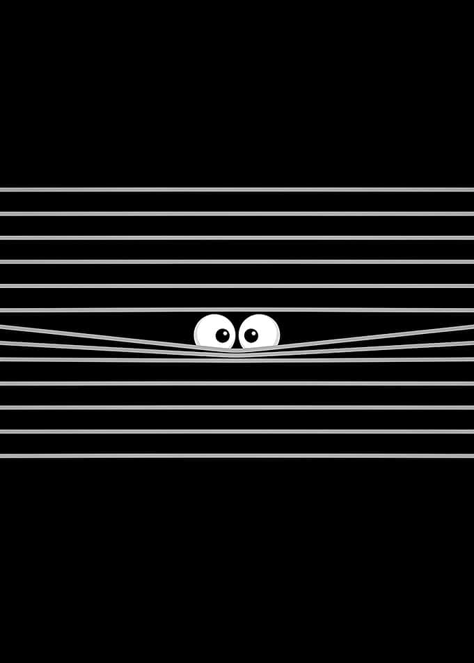 Peeking Eyes Through Blinds