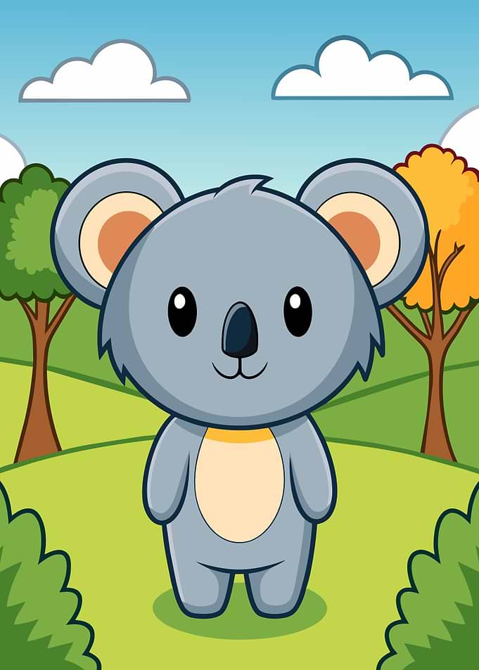 Cute Koala in a Sunny Landscape