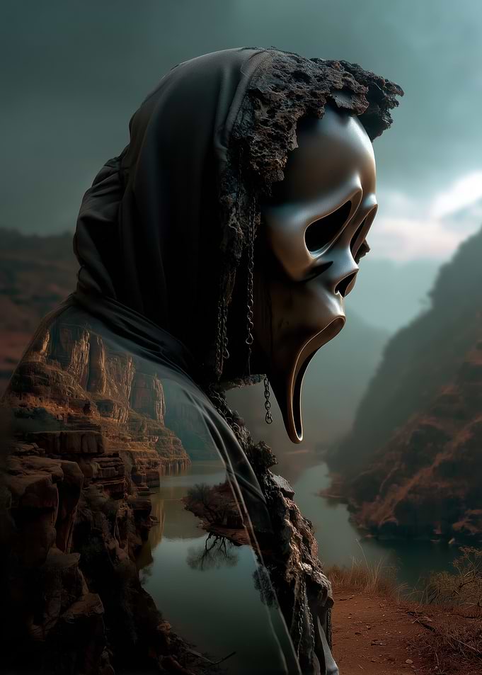 Ghostface in a Canyon Landscape