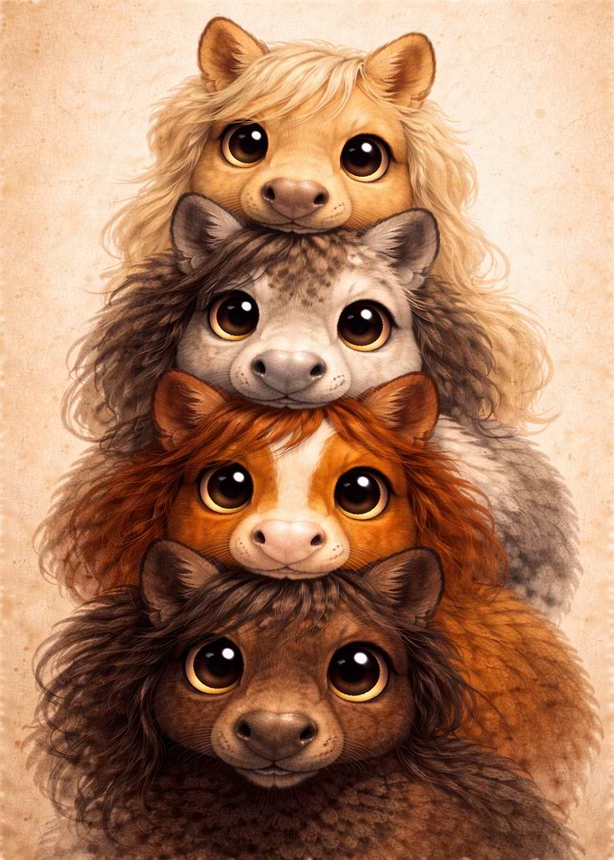 Stack of Cute Alpaca Characters
