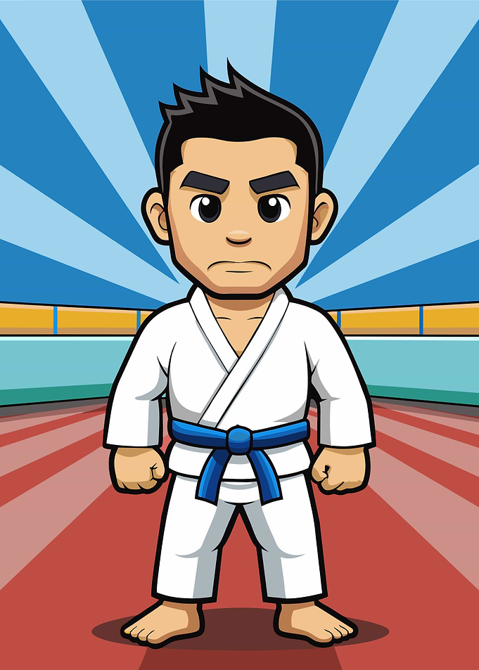 Karateka with Blue Belt