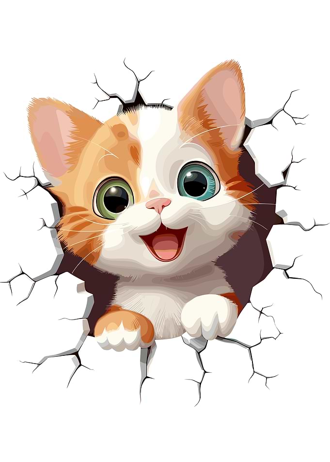 Cute Cat Peeking Through Crack