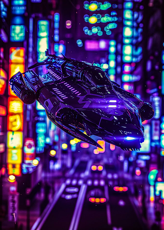 Spaceship in Neon City