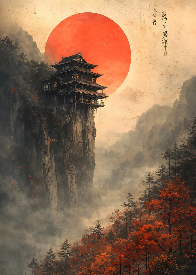 Japanese Temple on Cliff