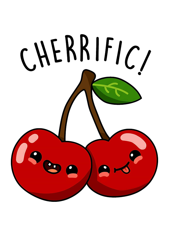 Cute Cherries with 'CHERRIFIC!' Text