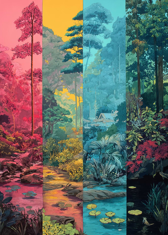 Enchanted Forest with Water Features