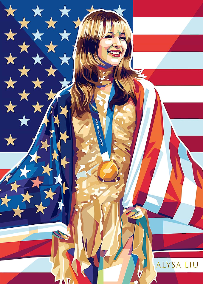 Alysa Liu with US Flag and Medal