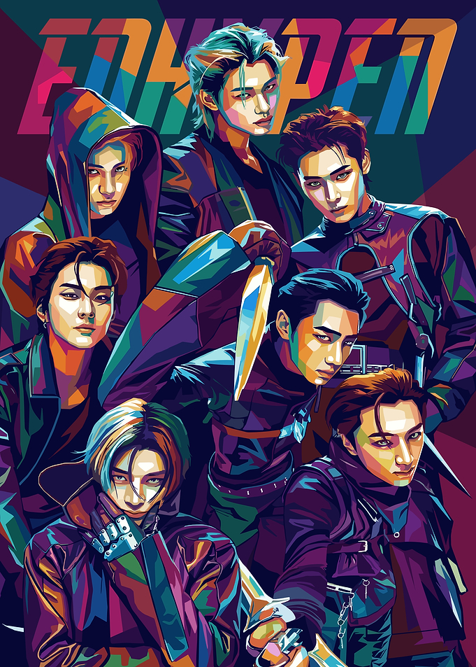 K-Pop Group in Pop Art Style