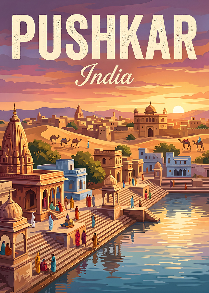 Pushkar India Travel Poster