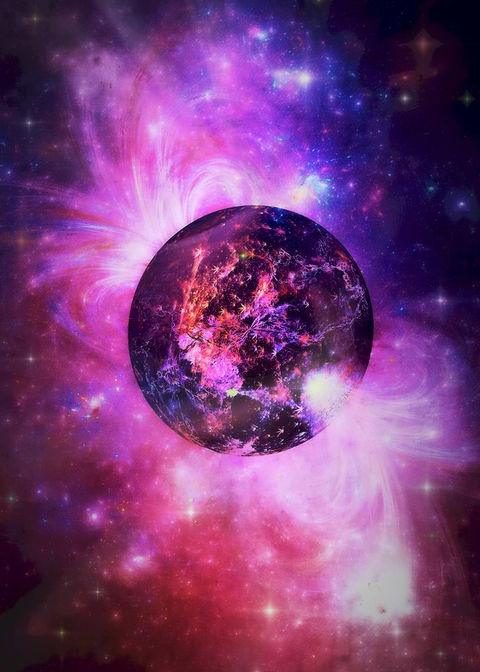 Cosmic Planet with Nebula