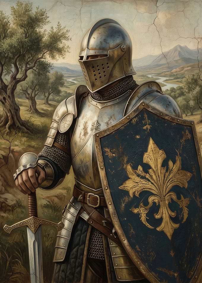 Knight in Armor with Sword and Shield