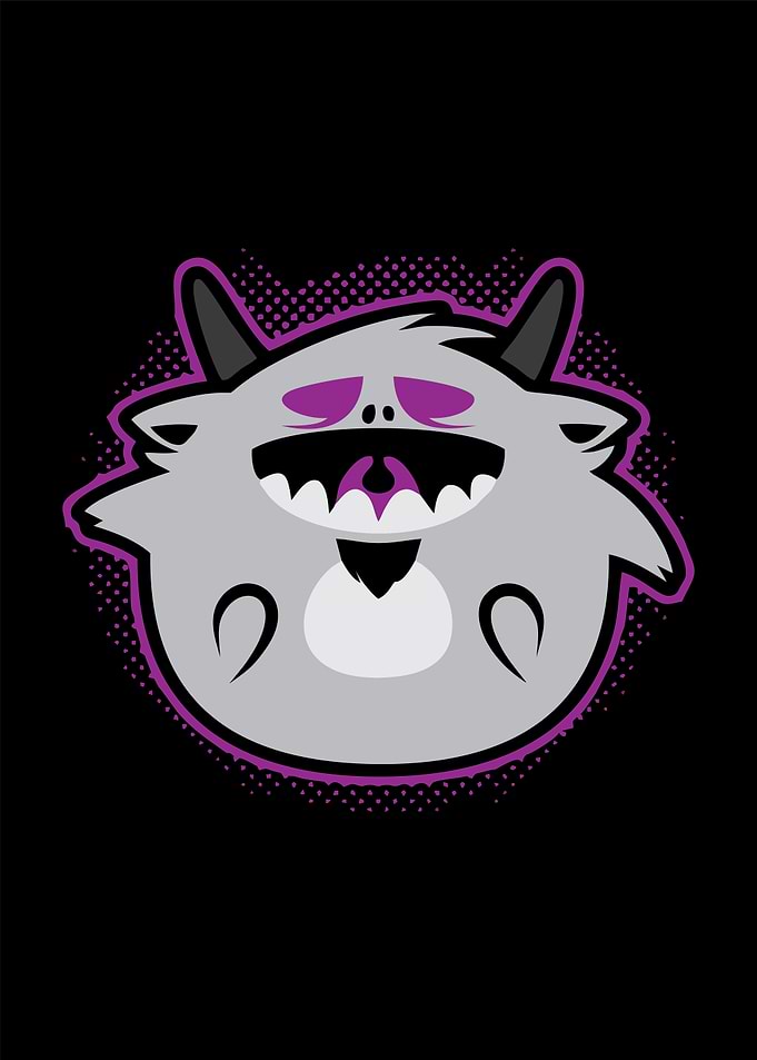 Cute Gray Monster with Purple Accents