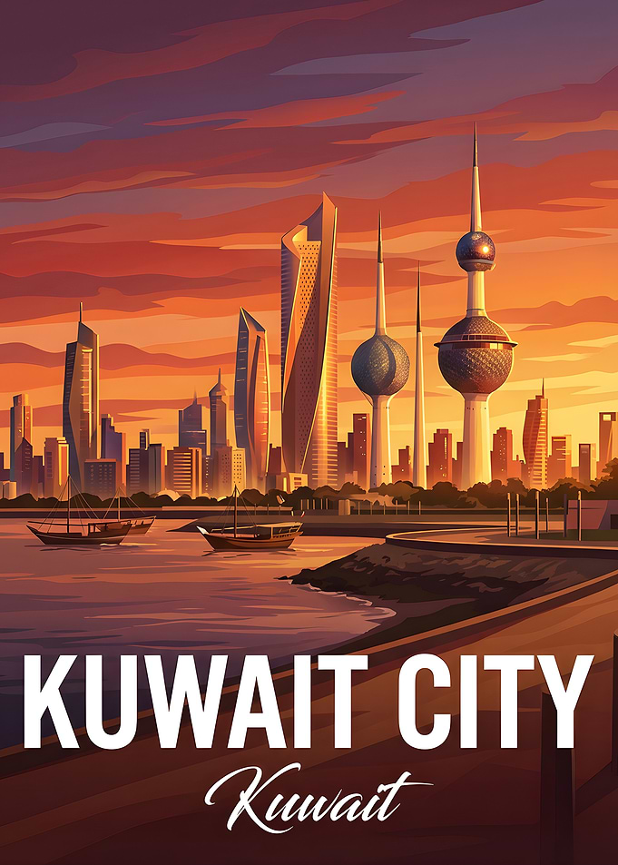 Kuwait City Skyline at Sunset