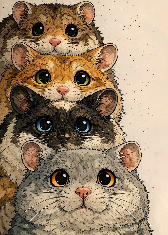 Stack of Cute Hamsters