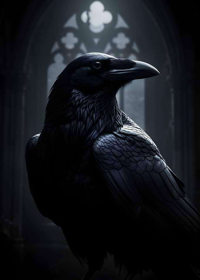 Gothic Raven in a Cathedral